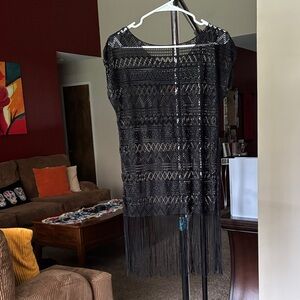 Elegant Black Fringe Swimsuit Cover-Up